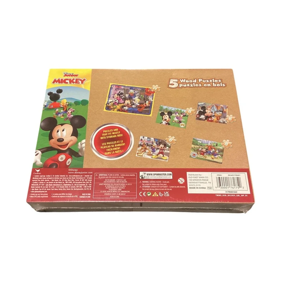 Disney Junior Mickey Mouse Wood Puzzles 5 Pack‎ with Storage Tray Cardinal Games